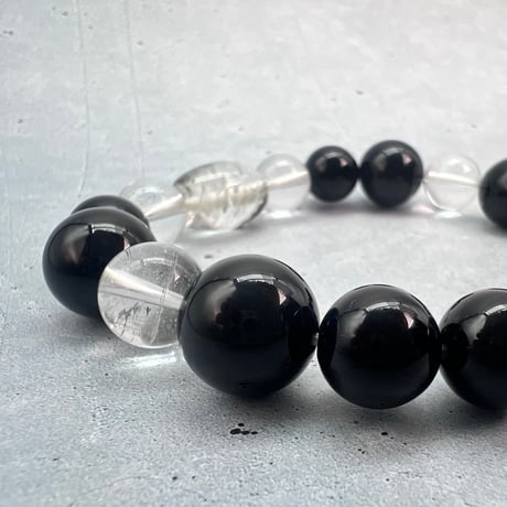 【デザインブレスレット】ガネッシュヒマール産天然ヒマラヤ水晶×チベット産モリオン/Ganesh Himal×Tibetan Morion Design Bracelet
