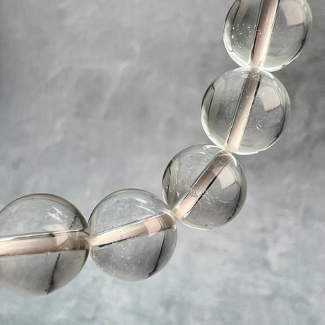 【デザインブレスレット】ガネッシュヒマール産ヒマラヤ水晶"イコサヘドロン" 内径14cm/GaneshHimal"Icosahedron"Design Bracelet