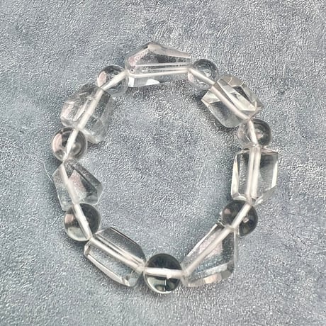 【カイラス産】"手磨き"天然ヒマラヤ水晶デザインブレスレット/Kailash Himalayan Quartz Design Bracelet