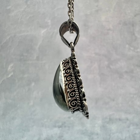 【ガネッシュヒマール産】クローライトイン天然ヒマラヤ水晶シルバー925ペンダントトップ/Ganesh Himal Chlorite in Himalayan Quartz Pendant Top