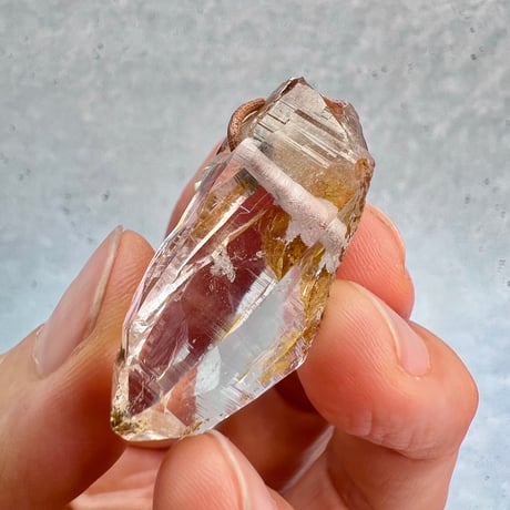 【ガネッシュヒマール産】リモナイトイン天然ヒマラヤ水晶革紐付きペンダント⑧/GaneshHimal Limonite in Natural Pendant