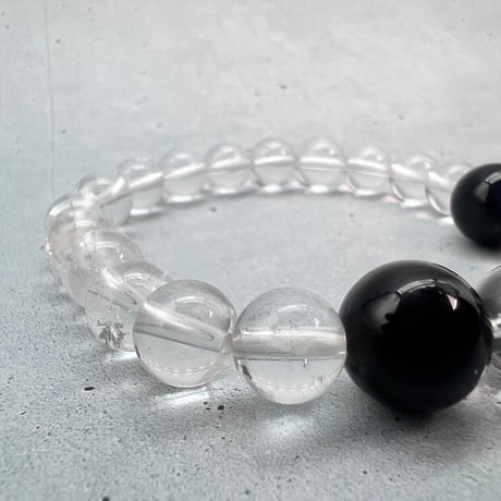 【デザインブレスレット】ガネッシュヒマール産天然ヒマラヤ水晶×チベット産モリオン/Ganesh Himal ×Tibetan Morion Design Bracelet