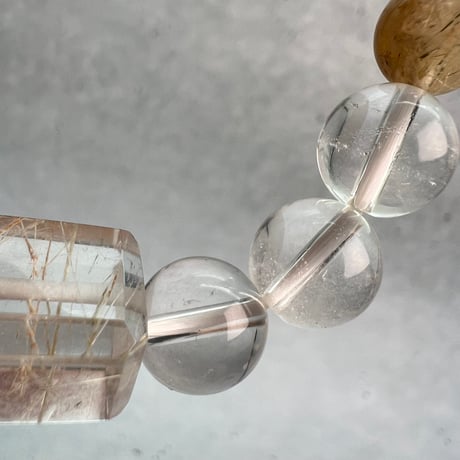 【ガネッシュヒマール産】アクチノライトイン天然ヒマラヤ水晶デザインブレスレット/Ganesh Himal Actinolite in Himalayan Quartz Design Bracelet