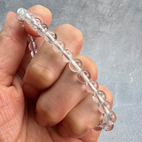 【ガネッシュヒマール産】天然ヒマラヤ水晶ブレスレット6mm内径17cm/Ganesh Himal Himalayan Quartz Bracelet