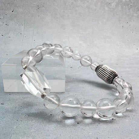 【デザインブレスレット】ガネッシュヒマール産天然ヒマラヤ水晶×シルバー925/Ganesh Himal Himalayan Quartz Design Bracelet