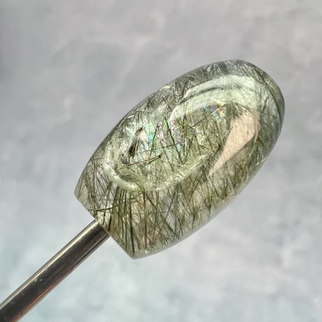 【ガネッシュヒマール産】アクチノライトイン天然ヒマラヤ水晶 樽型ビーズ⑥/Ganesh Himal Actinolite in Himalayan Quartz barrel beads