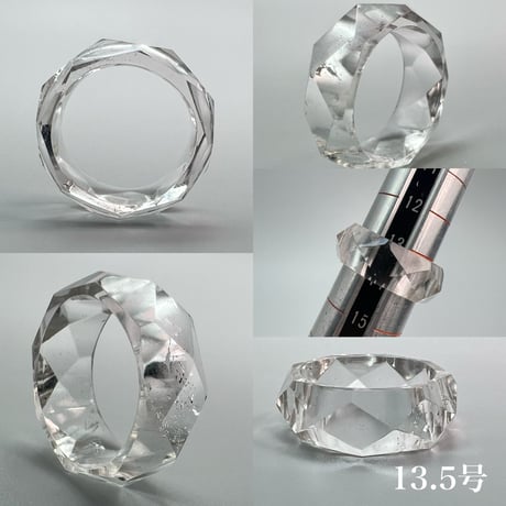 【ガネッシュヒマール産】天然ヒマラヤ水晶ファセットリング(12号〜15.5号) /Ganesh Himal Himalayan Quartz Facet Ring