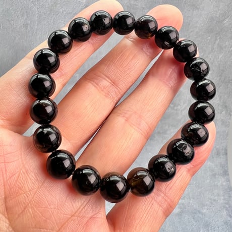 ネパール産🇳🇵【ヒマラヤドラバイトトルマリン】ブレスレット9mm内径15.5cm/Nepal Himalayan dravite tourmaline Bracelet