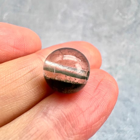 【ガネッシュヒマール産】クローライト&アクチノライトイン天然ヒマラヤ水晶ビーズ①/Ganesh Himal Chlorite&Actinolite in Himalayan Quartz beads
