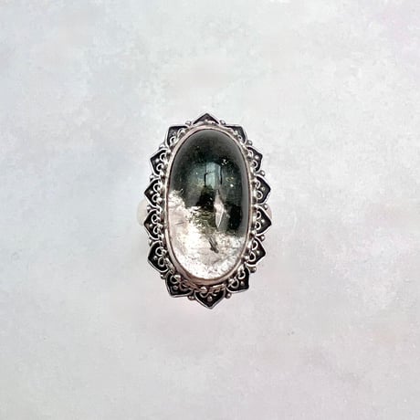 【ガネッシュヒマール産】クローライトイン天然ヒマラヤ水晶S/V925リング/Ganesh Himal Chlorite in Himalayan Quartz S/V925 Ring