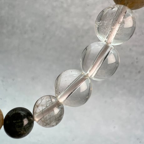 【ガネッシュヒマール産】アクチノライトイン天然ヒマラヤ水晶デザインブレスレット/Ganesh Himal Actinolite in Himalayan Quartz Design Bracelet