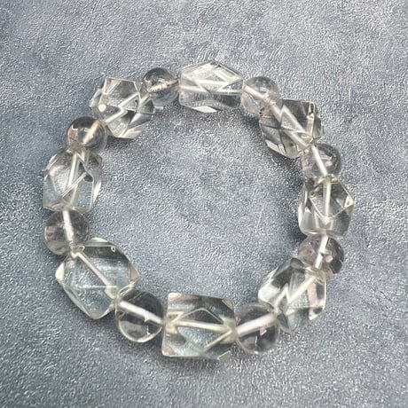 【カイラス産】"手磨き"天然ヒマラヤ水晶デザインブレスレット/Kailash Himalayan Quartz Design Bracelet