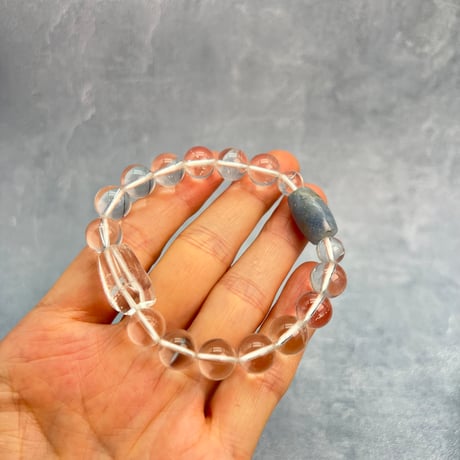【デザインブレスレット】ネパールサファイア×ガネッシュヒマール産天然ヒマラヤ水晶/Nepal Sapphire×Ganesh Himal Himalayan Quartz