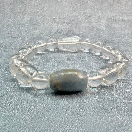 【デザインブレスレット】ネパールサファイア×ガネッシュヒマール産天然ヒマラヤ水晶/Nepal Sapphire×Ganesh Himal Himalayan Quartz