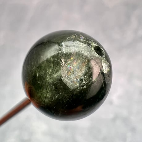 【ガネッシュヒマール産】クローライト&アクチノライトイン天然ヒマラヤ水晶ビーズ⑦/Ganesh Himal Chlorite&Actinorite in Himalayan Quartz beads