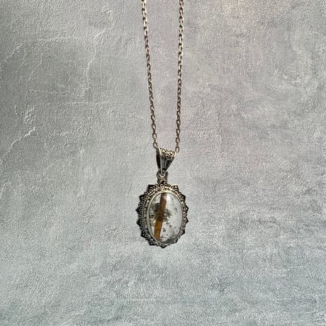 【ガネッシュヒマール産】バイトタイト&クローライトイン天然ヒマラヤ水晶シルバー925ペンダントトップ/Ganesh Himal Botite&Chlorite in  Pendant Top