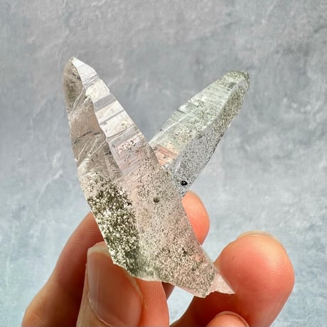 【ガネッシュヒマール産】クローライトイン天然ヒマラヤ水晶/GaneshHimal Chlorite&Albite in Himalayan Quartz