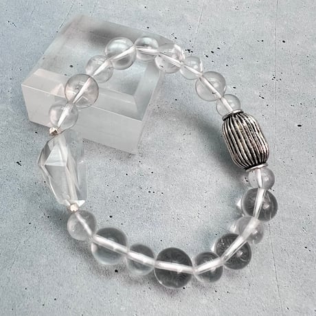 【デザインブレスレット】ガネッシュヒマール産天然ヒマラヤ水晶×シルバー925/Ganesh Himal Himalayan Quartz Design Bracelet