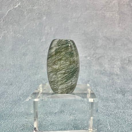 【ガネッシュヒマール産】アクチノライトイン天然ヒマラヤ水晶 樽型ビーズ⑥/Ganesh Himal Actinolite in Himalayan Quartz barrel beads