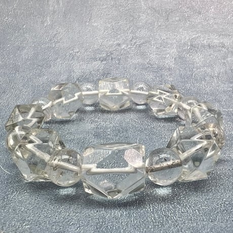 【カイラス産】"手磨き"天然ヒマラヤ水晶デザインブレスレット/Kailash Himalayan Quartz Design Bracelet