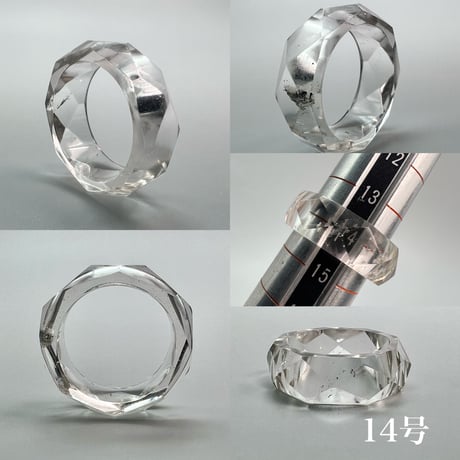 【ガネッシュヒマール産】天然ヒマラヤ水晶ファセットリング(12号〜15.5号) /Ganesh Himal Himalayan Quartz Facet Ring