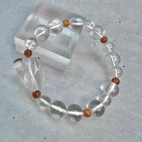 【デザインブレスレット】ネパール産ヒマラヤハニートルマリン×ガネッシュヒマール産天然ヒマラヤ水晶/Nepal Himalayan Honey Tourmaline×Ganesh Himal