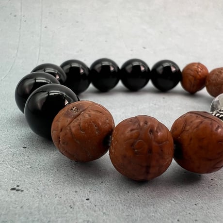 【デザインブレスレット】鳳眼菩提樹×カイラス産天然ヒマラヤ水晶×シルバー/Phoenix Eye Bodhi Seed×Kailash Himalayan Quartz×Silver