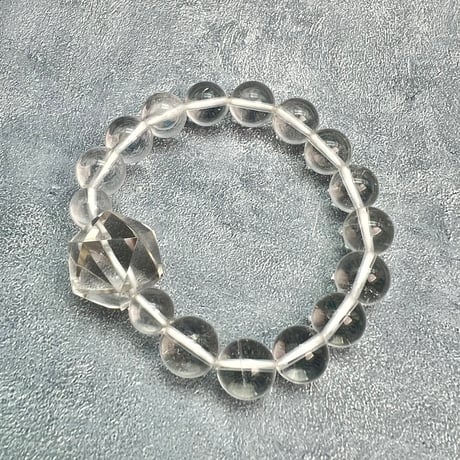 【デザインブレスレット】ガネッシュヒマール産ヒマラヤ水晶"イコサヘドロン" 内径14cm/GaneshHimal"Icosahedron"Design Bracelet