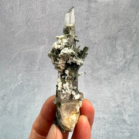 【ガネッシュヒマール産】クローライト&アクチノライトイン天然ヒマラヤ水晶/Ganesh Himal Chlorite&Actinorite in Himalayan Quartz