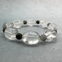 【デザインブレスレット】カイラス産オーバルビーズ×ガネッシュヒマール産アクチノライトインヒマラヤ水晶/Kailash×Ganesh Himal Actinolite