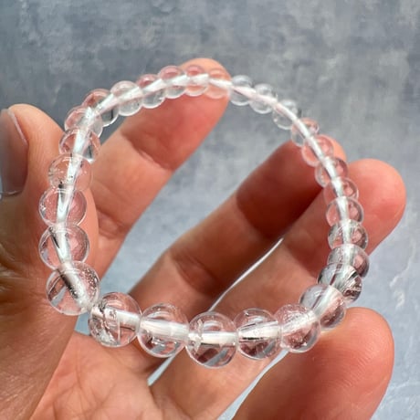 【ガネッシュヒマール産】天然ヒマラヤ水晶ブレスレット6mm内径15cm/Ganesh Himal Himalayan Quartz Bracelet