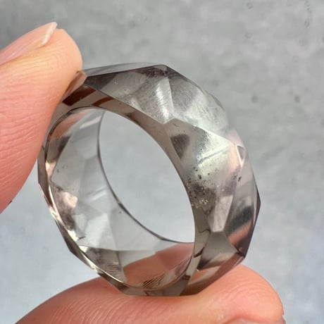 【ガウリシャンカール産】天然ヒマラヤスモーキークォーツ ファセットリング(16号)/GauriShankar Smoky Quartz Facet Ring