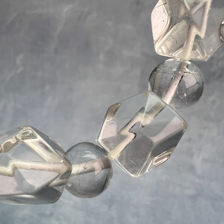 【カイラス産】"手磨き"天然ヒマラヤ水晶デザインブレスレット/Kailash Himalayan Quartz Design Bracelet