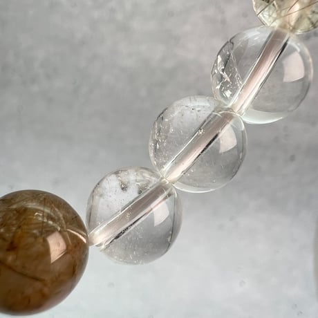 【ガネッシュヒマール産】アクチノライトイン天然ヒマラヤ水晶デザインブレスレット/Ganesh Himal Actinolite in Himalayan Quartz Design Bracelet