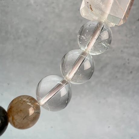 【ガネッシュヒマール産】アクチノライトイン天然ヒマラヤ水晶デザインブレスレット/Ganesh Himal Actinolite in Himalayan Quartz Design Bracelet
