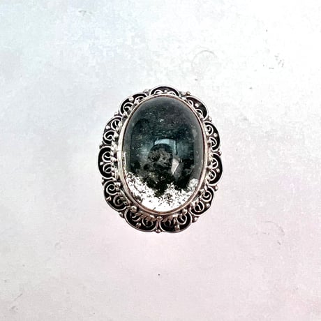 【ガネッシュヒマール産】クローライトイン天然ヒマラヤ水晶S/V925リング/Ganesh Himal Chlorite in Himalayan Quartz S/V925 Ring