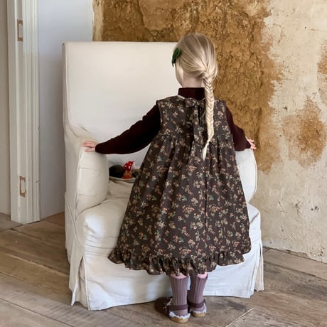 【order】Brown Floral Jumper Dress(90-130)