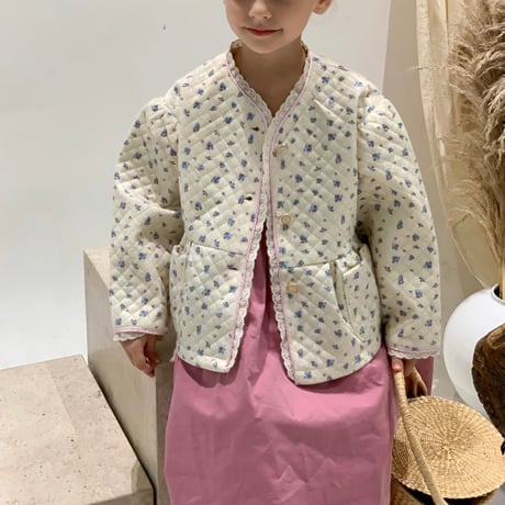 【order】Floral Quilted Peplum Jacket(90-140)