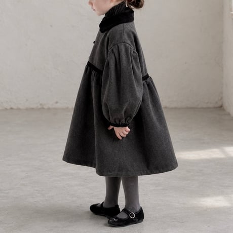 【order】Charcoal Gathered Coat (95-130)