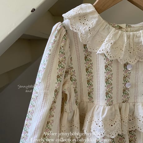 【order】Vintage Floral Frill Romper(66,73)/ dress(90)