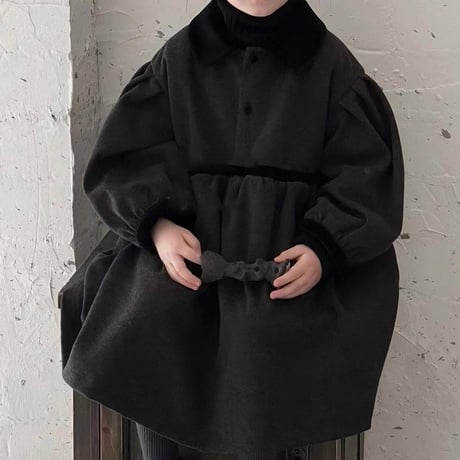 【order】Charcoal Gathered Coat (95-130)