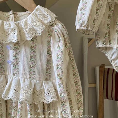 【order】Vintage Floral Frill Romper(66,73)/ dress(90)