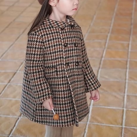 【order】Plaid Double-Breasted Coat (95-130)