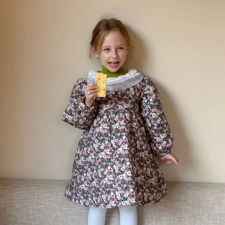 【order】Floral Ruffle-Collar Dress (90-130)