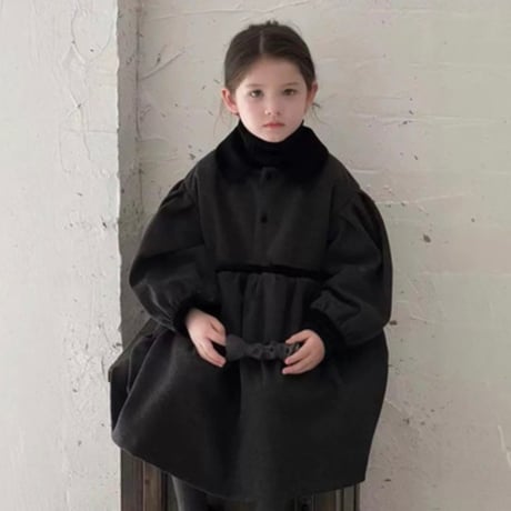 【order】Charcoal Gathered Coat (95-130)