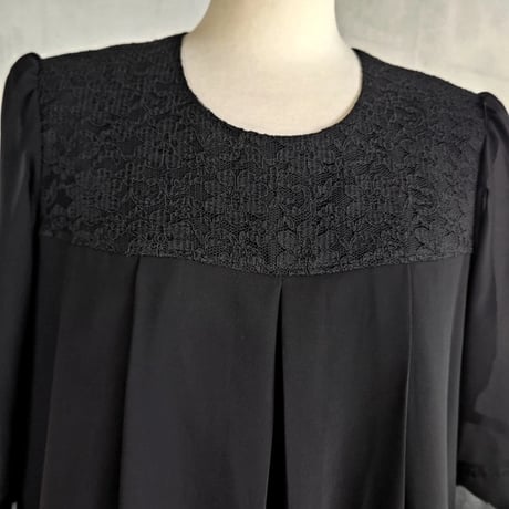 【即納/現品限りの限定セール】LLサイズ1枚限定・すぐ届く！漆黒シフォンの楽ちんロングワンピース 128800-LL