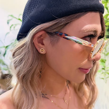 ANG l CRYSTAL LOGO HOOP PIERCES