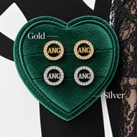 ANG l CRYSTAL LOGO HOOP PIERCES