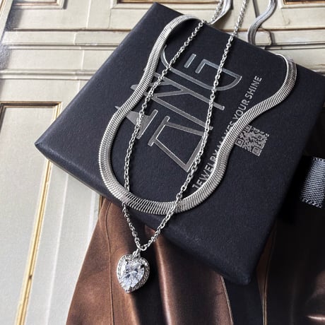 ANG l Crystal Heart Layered Necklace