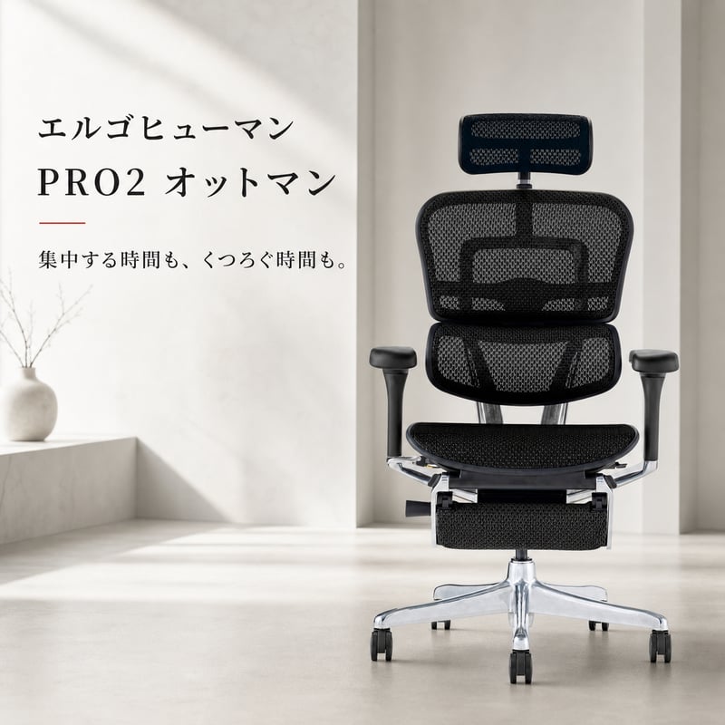 エルゴヒューマンPro2オットマン-DR-ブラックフレーム(配送無料